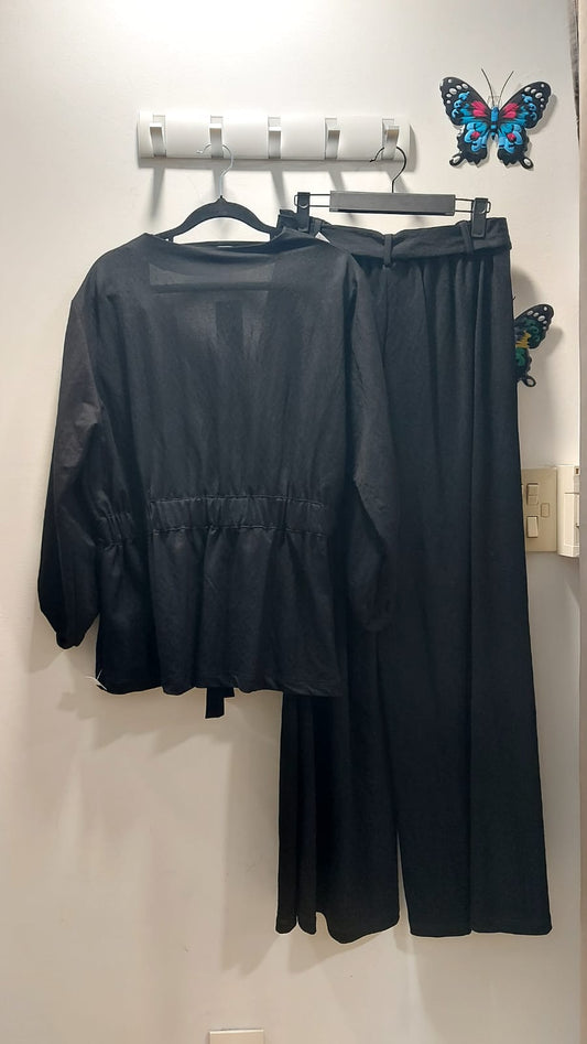 Traje Linen Flor para mujer NEGRO